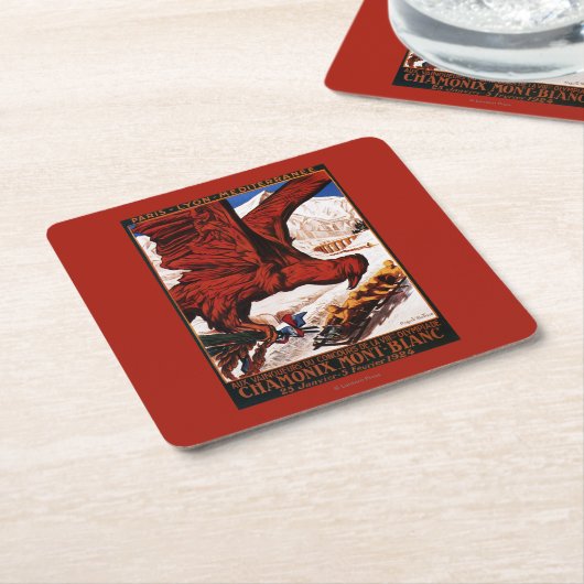 poster Olympische Winterspelen 1924 Kartonnen Onderzetters (Schuin)