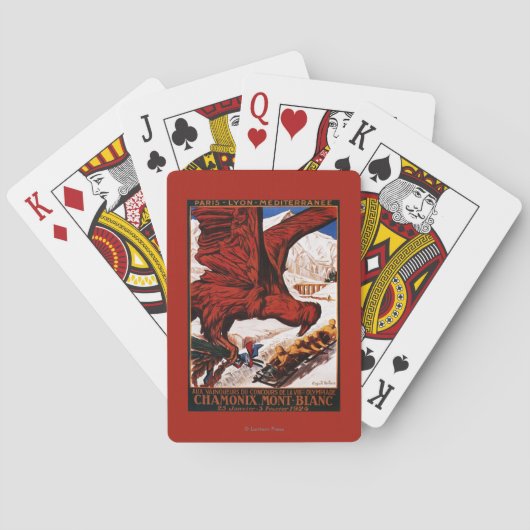 poster Olympische Winterspelen 1924 Pokerkaarten (Achterkant)