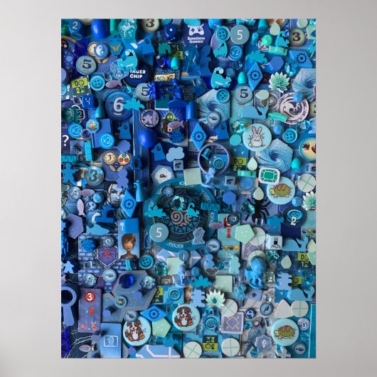 Poster: onderdelen van Blue Board Games Poster (Voorkant)