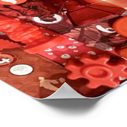 Poster: onderdelen van het rode bordspel poster (Hoek)