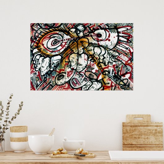 poster "Ontdekt door buitenaardse wezens" (Keuken)