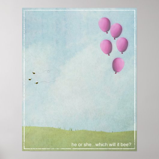 Poster onthullen - Roze ballonnen - 16x20 (Voorkant)