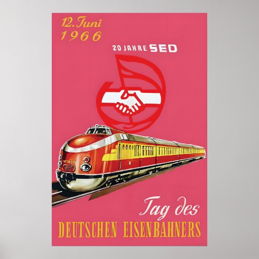 Poster Oost-Duitse spoorwegen 1966 20 jaar SED (Voorkant)