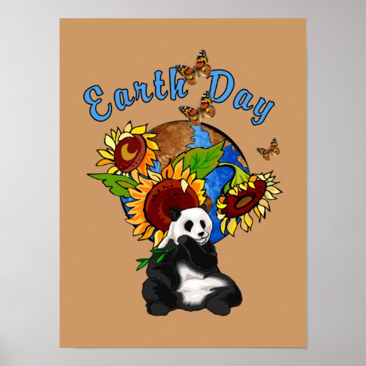 Poster op de Dag van de Aarde Panda en Zonnebloem (Voorkant)
