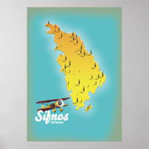 Poster op de kaart van het Griekse eiland Samos