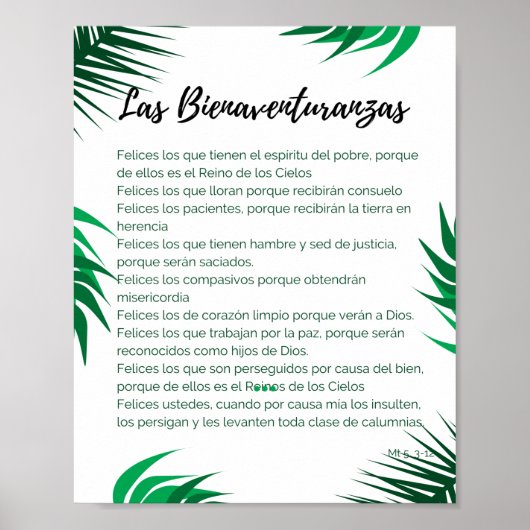 Poster oración de las Bienaventuranzas  (Voorkant)