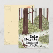 Poster oud vliegreizen Isle Royale National Park Briefkaart (Voorkant / Achterkant)