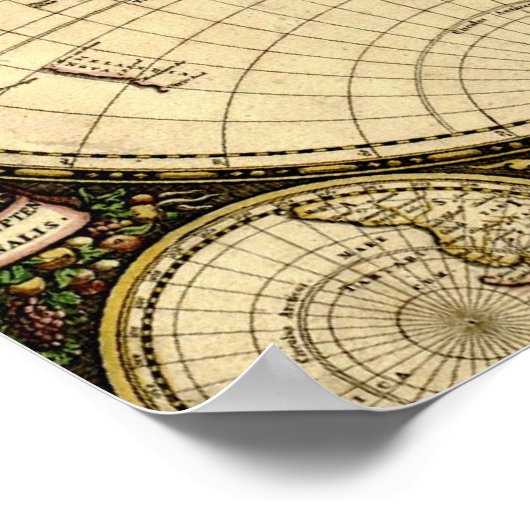 Poster oude Wereldkaart (Hoek)