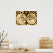 Poster oude Wereldkaart (Keuken)
