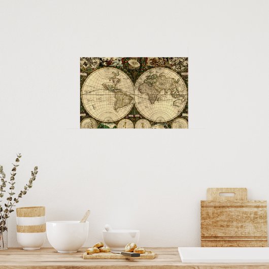 Poster oude Wereldkaart (Keuken)