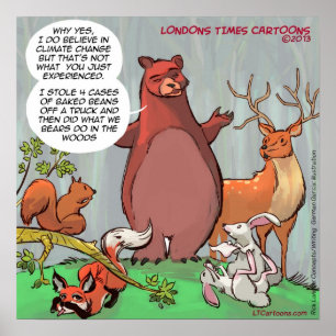 Poster over de grappige kijk van dieren op klimaat