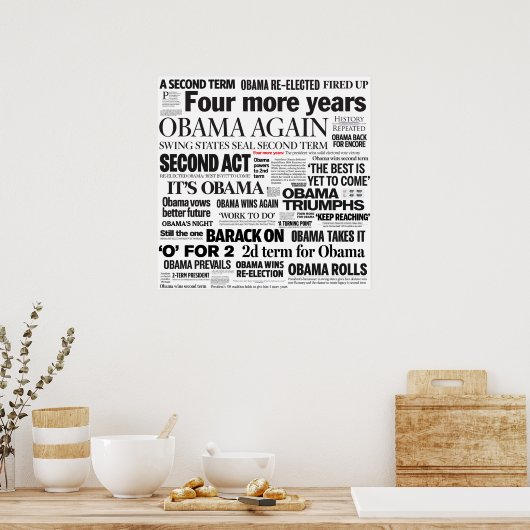 Poster over de herverkiezing van Obama (Keuken)