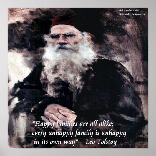 Poster over de openingslijn Tolstoy en Anna Kareni (Voorkant)