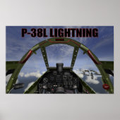 Poster P-38L LICHTING COCKPIT UITZICHT (Voorkant)