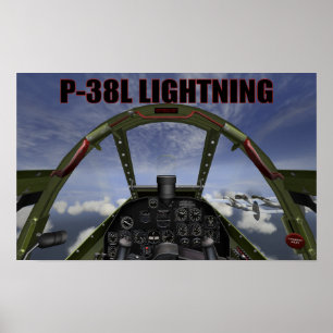 Poster P-38L LICHTING COCKPIT UITZICHT