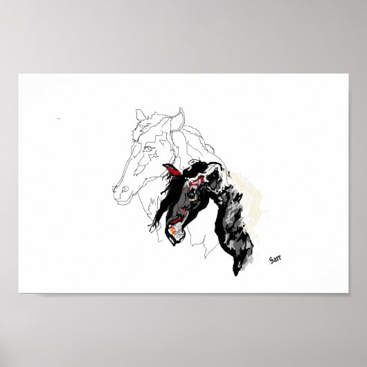 Poster : Paarden binnen (Voorkant)