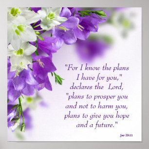 Poster-Paars bloemen-Vert-Jer 29:11 Poster