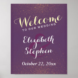 Poster Paars goud en glitter Sparkle Wedding Sign
