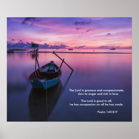 Poster Paars Serene Psalm 145:8-9 (Voorkant)