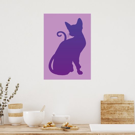 Poster Paarse kat (Keuken)