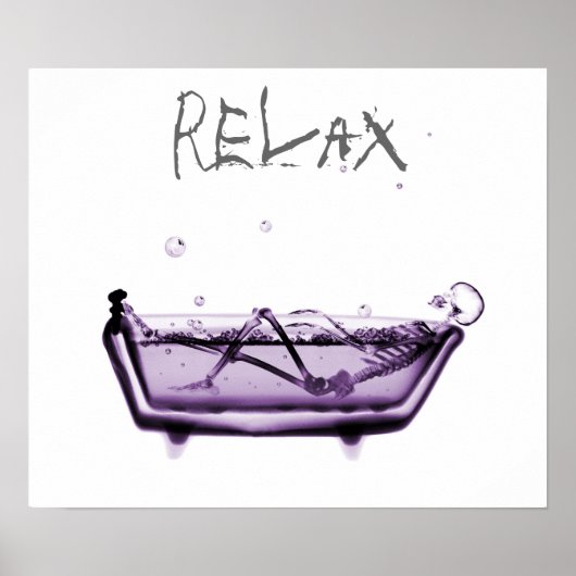 Poster - Paarse Relax X-Ray Skeleton Bath Time (Voorkant)