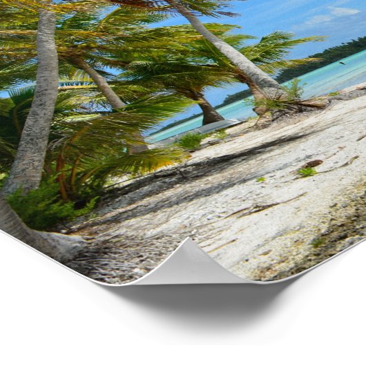 Poster Pacifische palmstrand (Hoek)