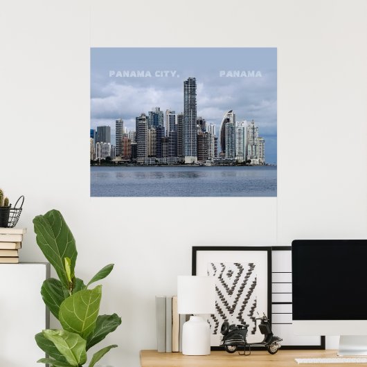 Poster Panama Skyline met aanpasbare tekst (Thuiskantoor)