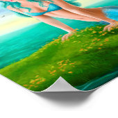 Poster Papier Fantastisch mooie zeemeermin in zee (Hoek)