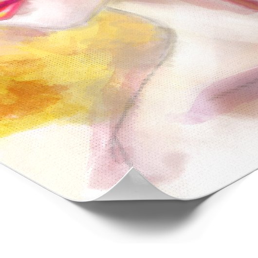 Poster Papier (matte) Tekening waterkleur. Vrouw (Hoek)