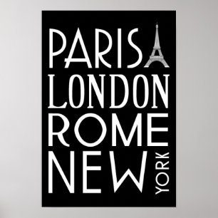 Poster Parijs, Londen, Rome en New York