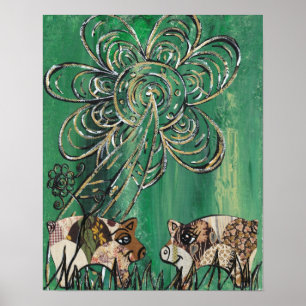 Poster Patchwork Varkens