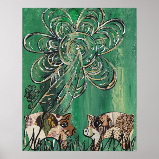 Poster Patchwork Varkens (Voorkant)