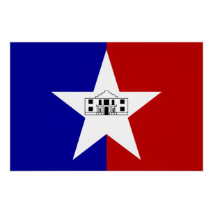 Poster patriottische muur met vlag van San Antonio