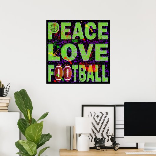 POSTER PEACE LOVE FOOTBALL (Thuiskantoor)