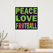 POSTER PEACE LOVE FOOTBALL (Keuken)
