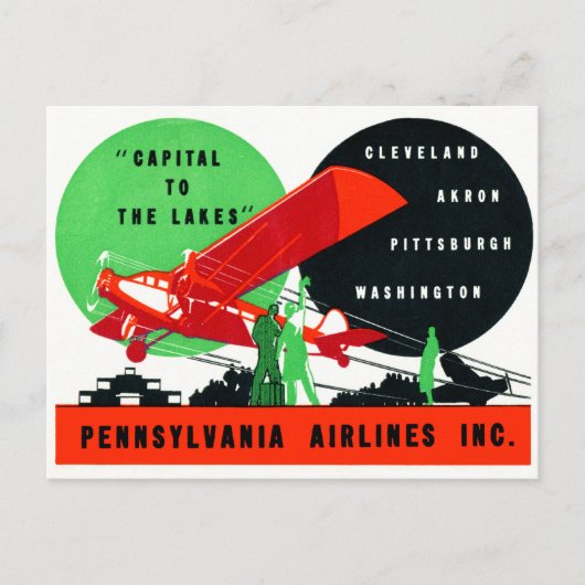 poster Penn Airlines 1930 Briefkaart (Voorkant)