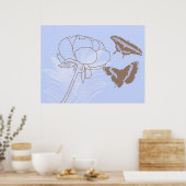 Poster Peony en Butterflies (Keuken)