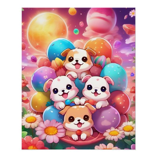 Poster perritos kawaii (Voorkant)