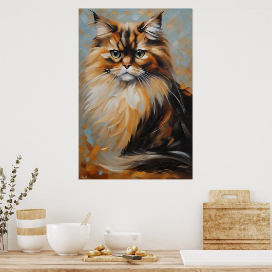 Poster | Perzische kat | Olieverfstijl (Keuken)
