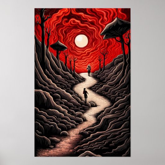 Poster Pessoa Caminhando Paisagens Surrealista (Voorkant)