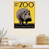 Poster Philadelphia Zoo Hippo WPA (Keuken)