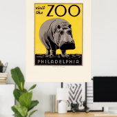 Poster Philadelphia Zoo Hippo WPA (Thuiskantoor)