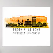 Poster Phoenix Skyline Map Coordinates (Voorkant)