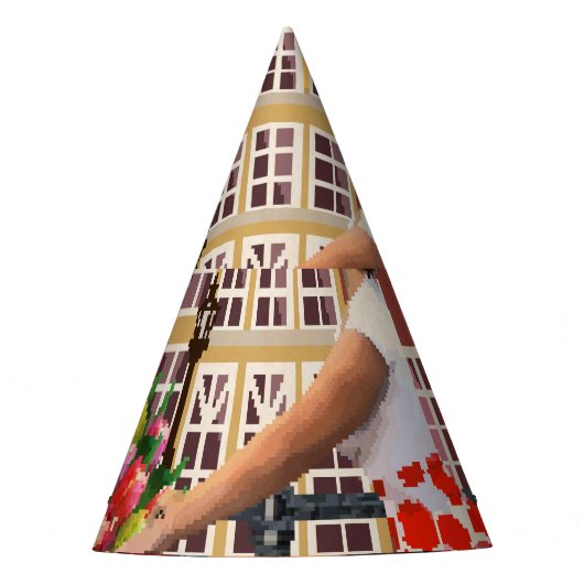 Poster: Pin-Up Girl Cycling. Feesthoedjes (Voorkant)