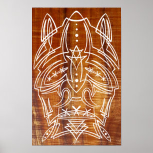 Poster Pinstriped Shrunken Head Tiki