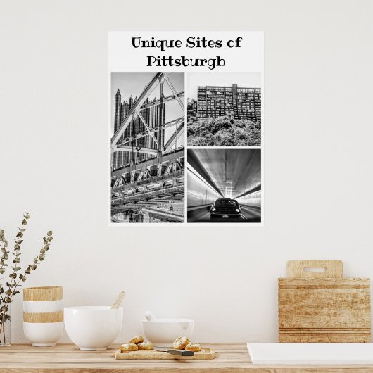 Poster - Pittsburgh B&W Collage (Keuken)