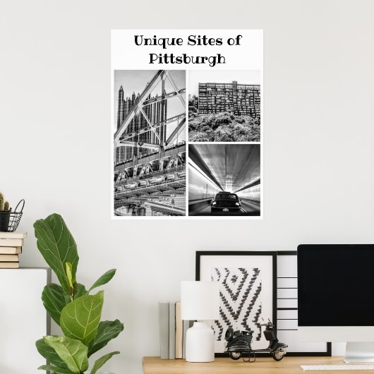 Poster - Pittsburgh B&W Collage (Thuiskantoor)