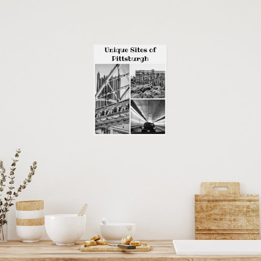 Poster - Pittsburgh B&W Collage (Keuken)