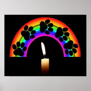 Poster plakt op een regenboog met kaars