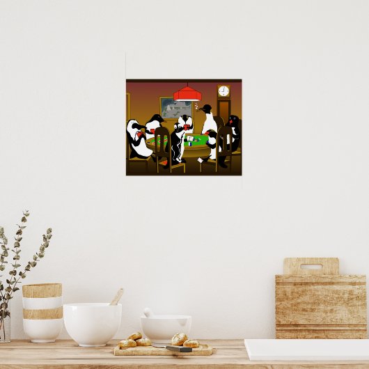 Poster Poker penguin (Keuken)